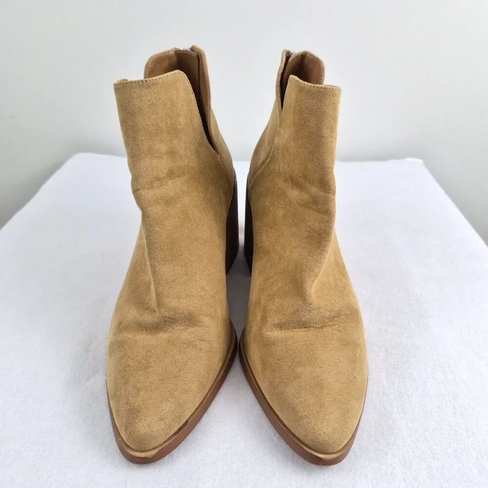 Nordstrom B.P. Brynne Pointed Toe Ankle Boots Size 10 Tan Block Heel